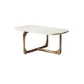 **Table basse moderne avec base en métal doré et dessus en blanc**