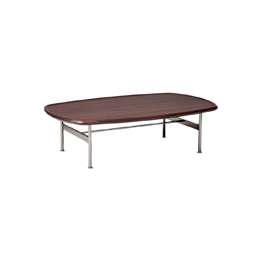 **Table basse ovale en bois avec pieds en métal**