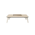 **Table basse en bois avec trou central pour câbles**