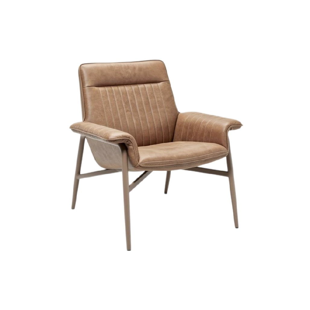 **Titre technique : Fauteuil contemporain en cuir synthétique avec structure en métal**