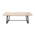 **Table basse en bois avec support en métal noir**