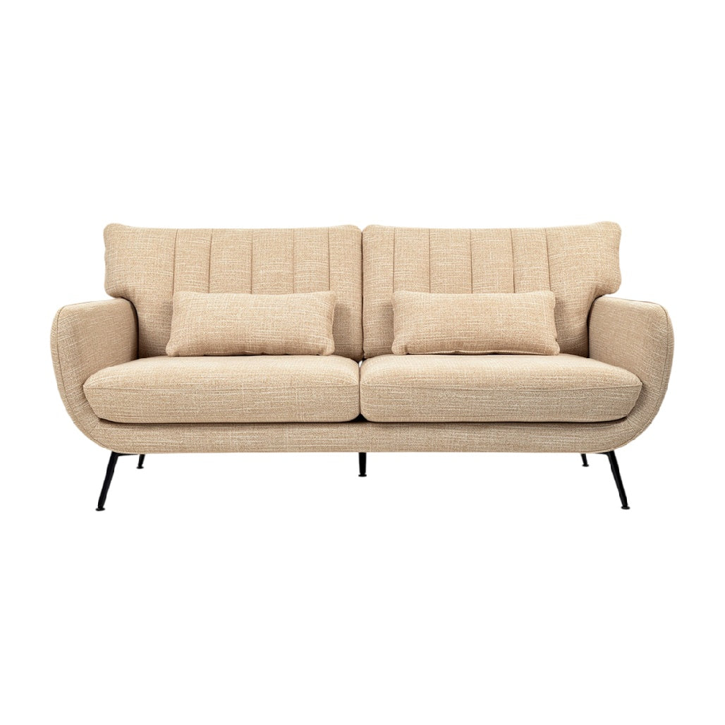 **Canapé moderne en tissu beige avec coussins**