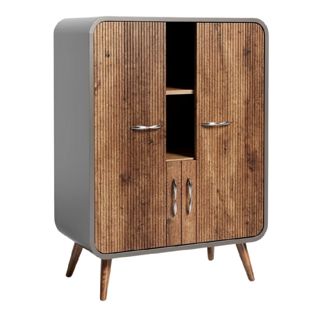 **Armoire moderne en bois avec portes et étagères**